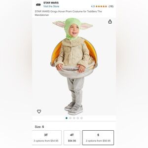 🎃Disney Store, 5t Baby Yoda costume🎃